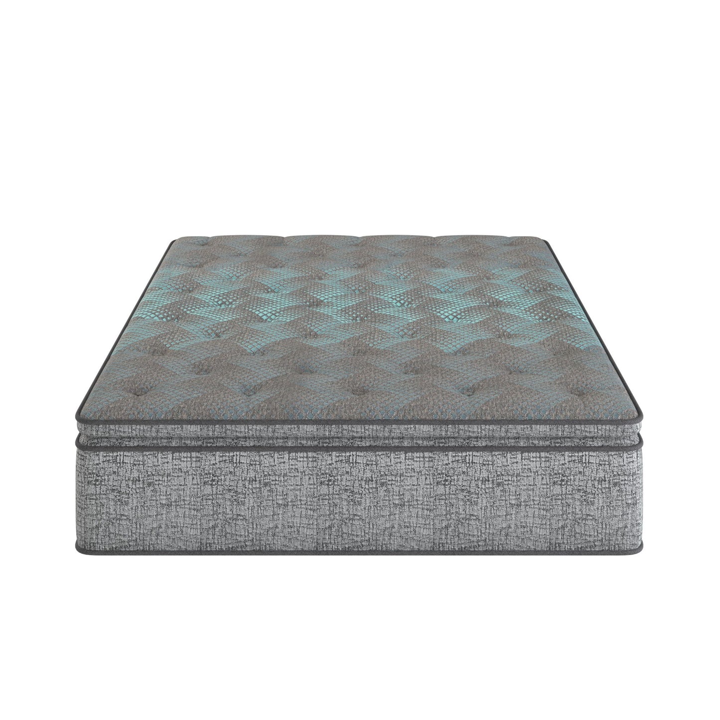 Comfort Care - 12" Twin Hybrid Euro Top Mattress, Plush Comfort With Individual Pocketed Coil - Gray / Blue