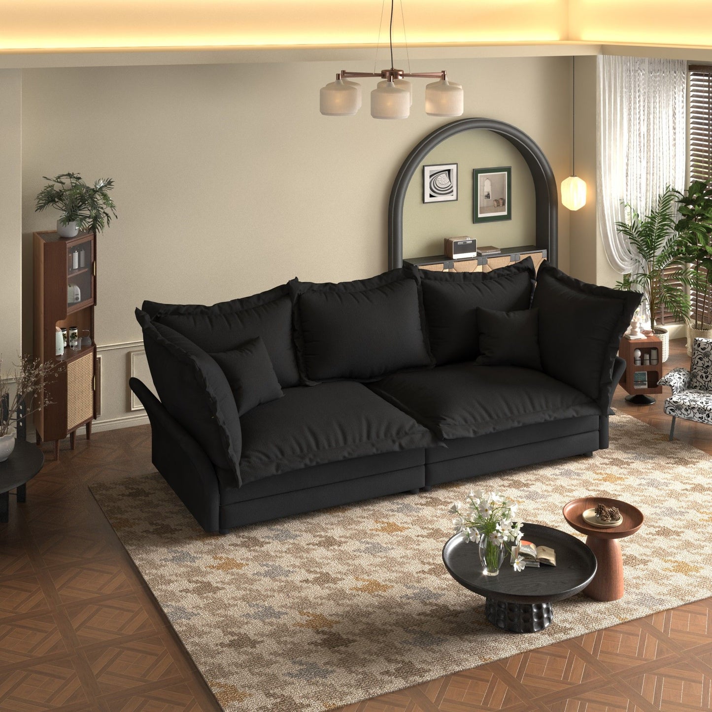 Modern Comfy Upholstered Sofa Cloud Couch, Deep Seat Couches With Multiple Large Soft Pillows