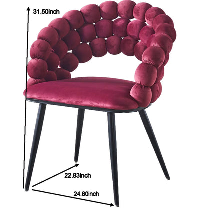 Modern Chair With Golden Color Iron Tube Legs, Soft Cushions And Comfortable Backrest, Suitable For Dining Room, Living Room, Cafe, Hairball Back