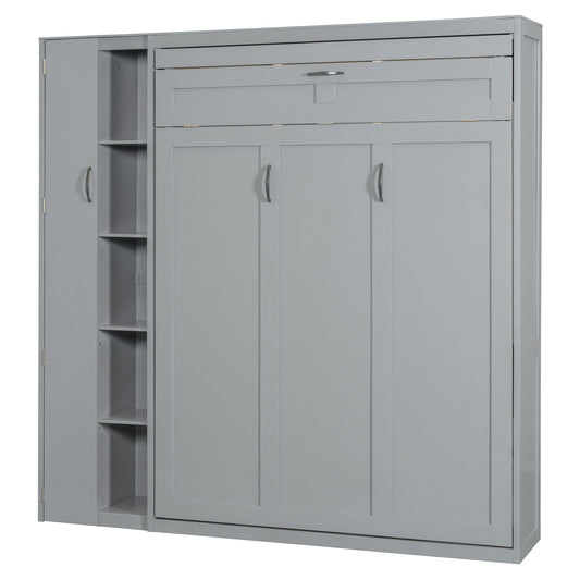 Murphy Wall Bed With Shelves, Wardrobe And LED Lights
