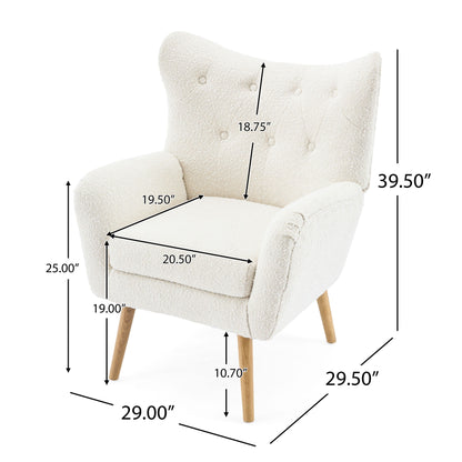 Mid - Century Modern Arm Chair With Wingback Design Wood Legs