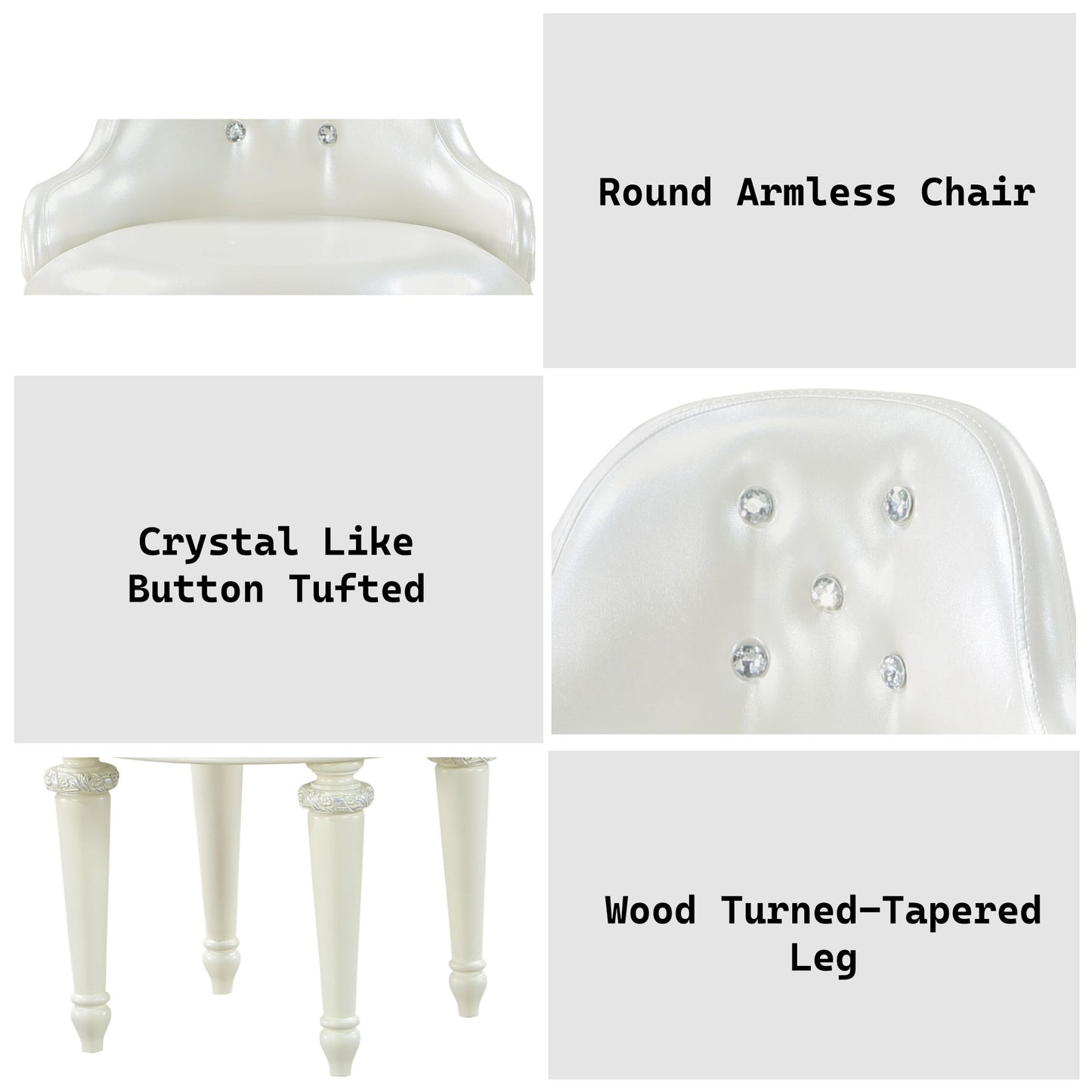 Dorothy - Vanity Chair With Swivel Chair Only - Ivory