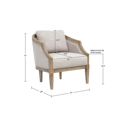 Classic Chair With Solid Wood Frame And Jacquard Upholstery - Beige