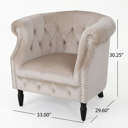 Celestialis - Upholstered Club Chair With Tub Design And Rolled Recessed Armrests
