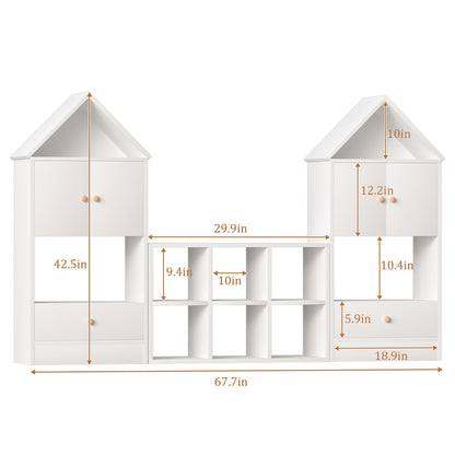 Versatile Children's Bookshelf With House Shaped Design, Multi Functional Storage For Books And Toys