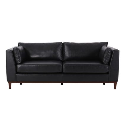 Contemporary 3 Seater Sofa With Tuxedo Arms - Black