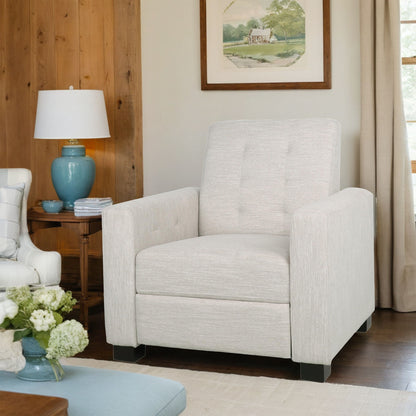 Contemporary Recliner Chair With Push Back Function And Birchwood Legs