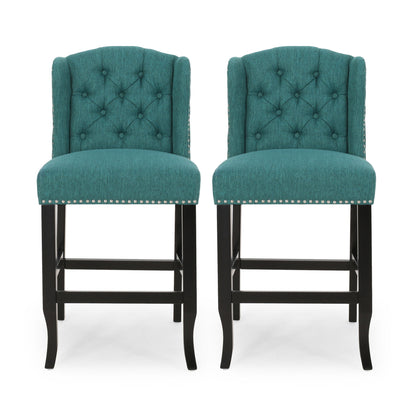 Vienna - Fabric Tufted Counter Stool With Nailhead Accents (Set of 2)