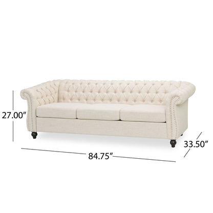 Chesterfield Style 3 Seater Sofa With Deep Button Tufting