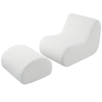 Curved Lounge Chair With Ottoman And High Resilience Foam