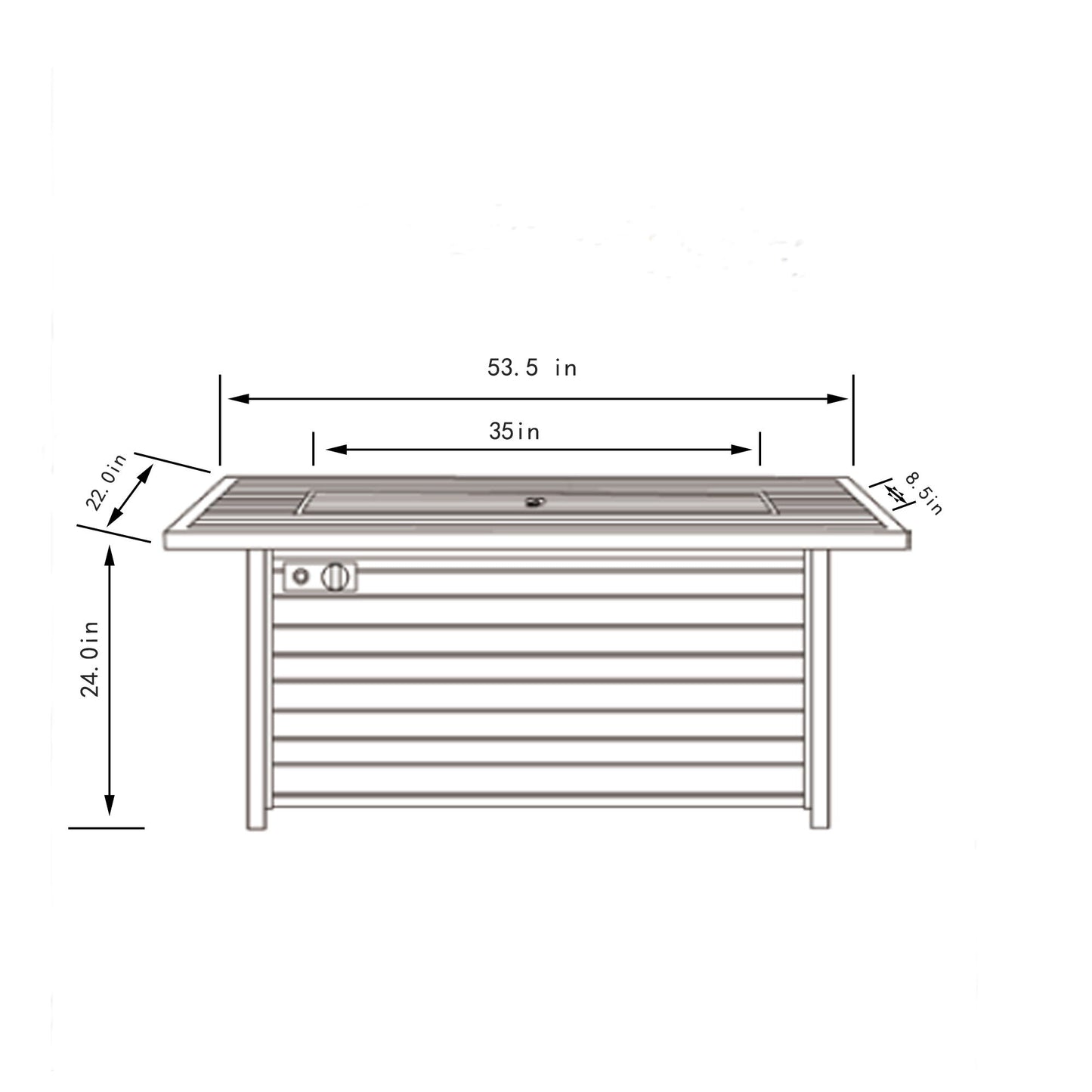 54" Propane Gas Fire Pit Table, 50000 Btu Rectangular Steel Fire Pit With Imitation Wood Grain For Outside Patio Deck Garden Courtyard - Light Beige