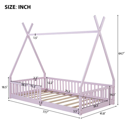 House Shaped Design Bed With Fence