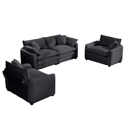 Elegant Corduroy Oversized Sectional Sofa Set With Deep Seats And Flexible Layout