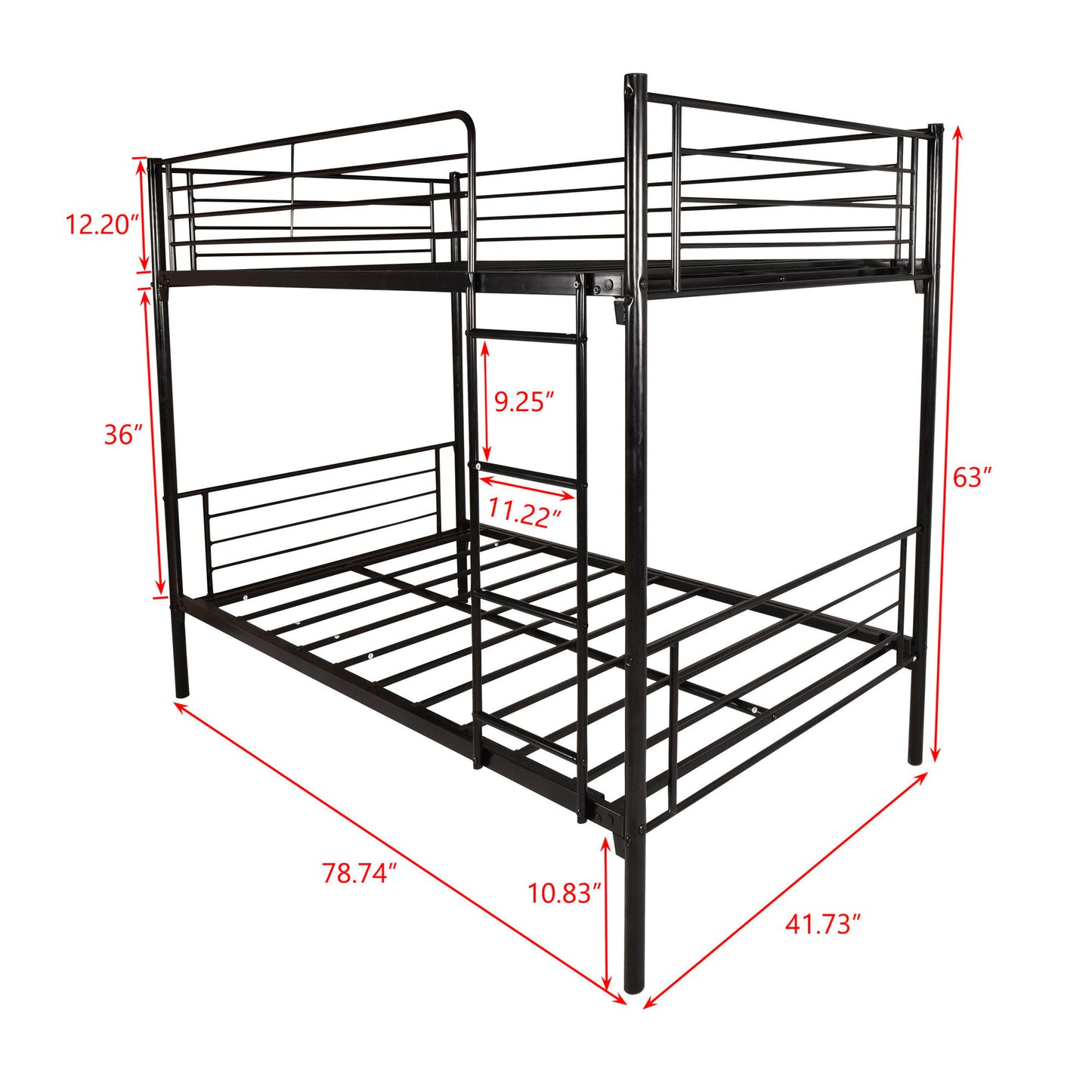 Space Saving Bunk Bed With Metal Frame And Ladder