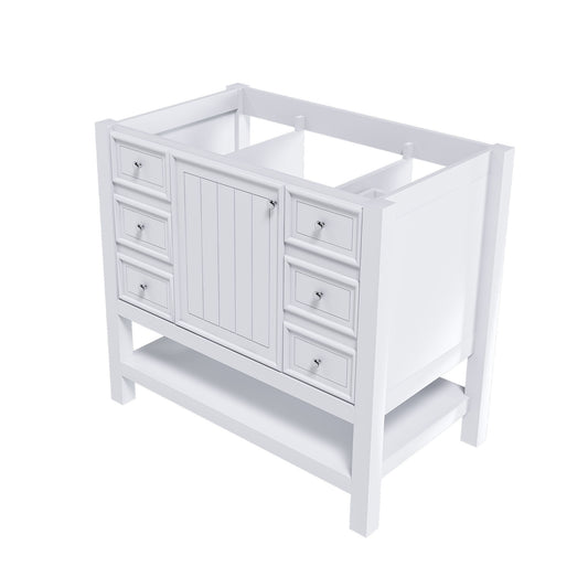 36" Bathroom Vanity With 1 Cabinet And 3 Drawers 1, Storage Solution - White