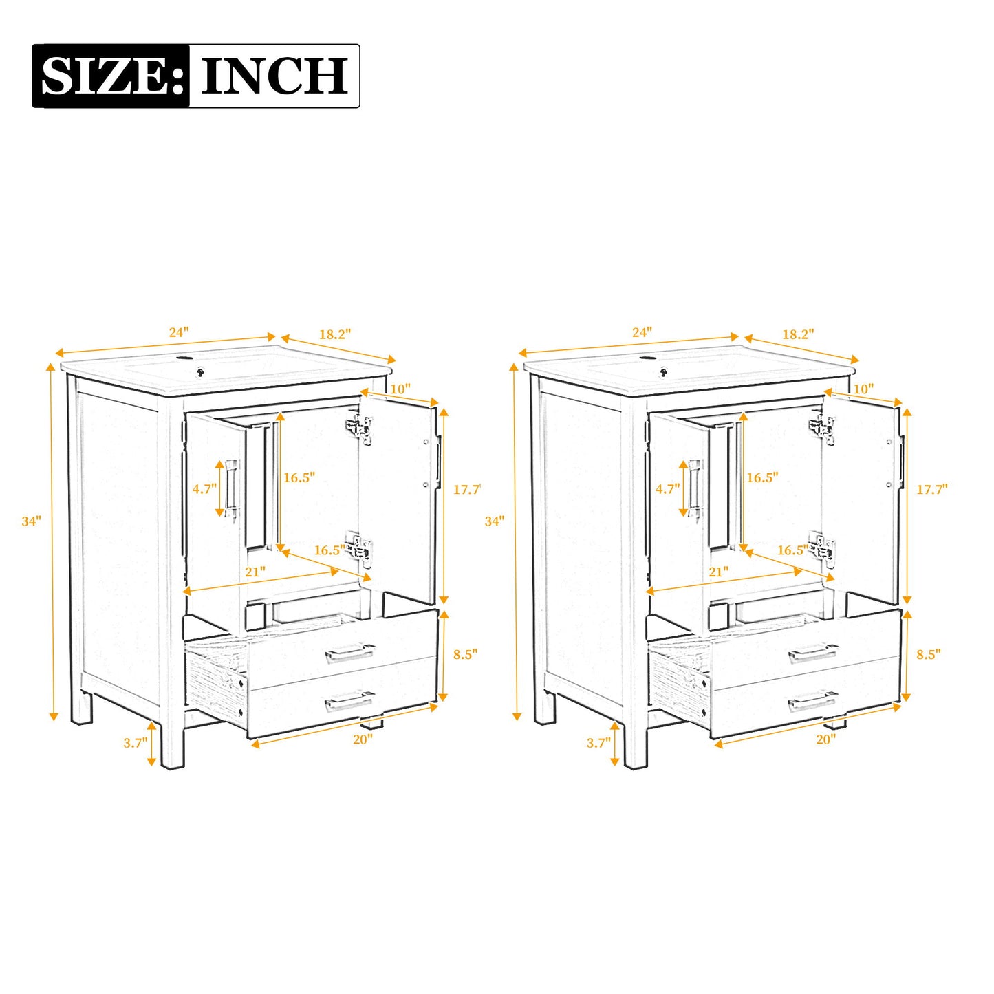 Bathroom Vanity With Sink Combo, Freestanding Storage Cabinet, Soft Closing Doors