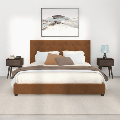 Donald - Mid-Century Modern Velvet Platform Bed