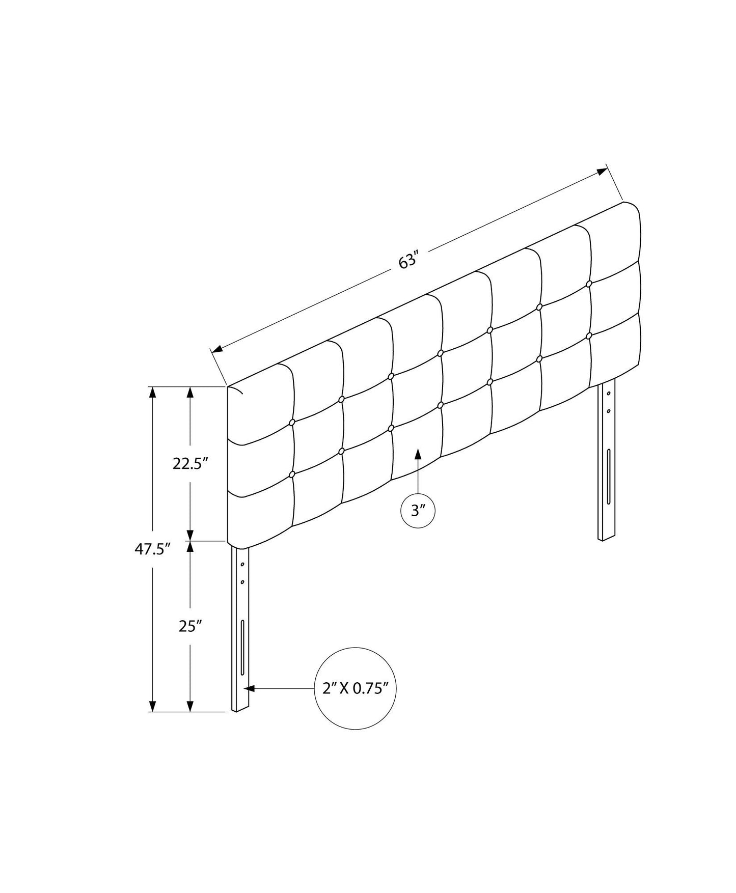 Queen Size, Bed Headboard Only, Upholstered, Durable Construction Transitional - Gray