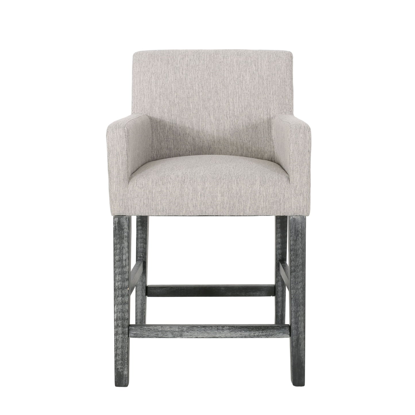 Charmed Upholstered Counter Stool With H Frame Base And Round Arms