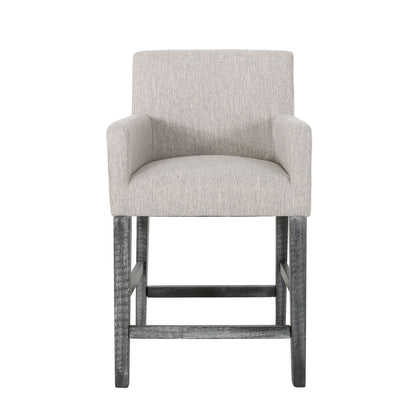 Charmed Upholstered Counter Stool With H Frame Base And Round Arms