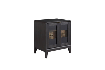 Glass Door Nightstand - Black