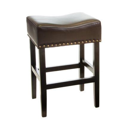 Soltique - Backless Dining Counter Stool With Nailhead Trim (Set of 2)