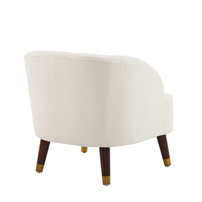 Elegant Upholstered Barrel Accent Chair With Wooden Legs