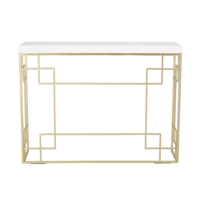Modern Glam Console Table With Geometric Design - Gold