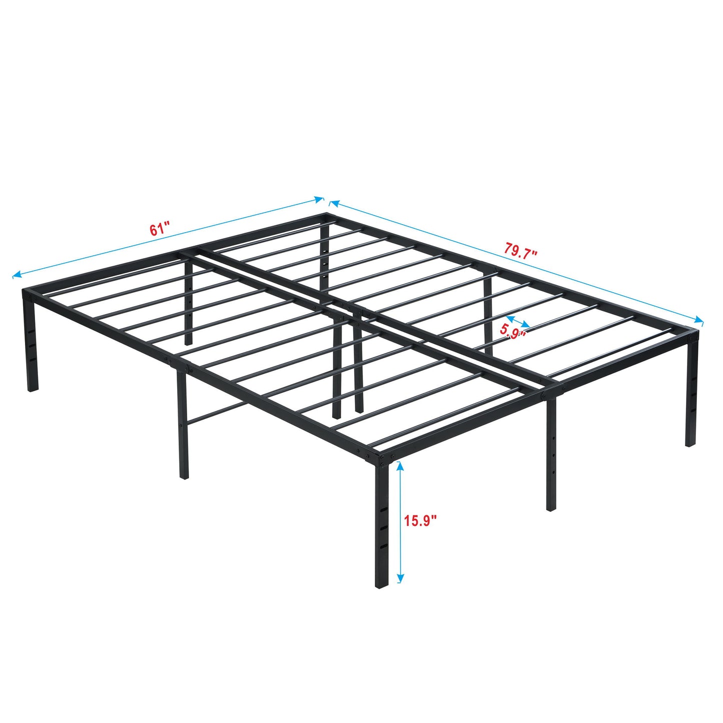 Heavy Duty Metal Bed Frame With Quiet Support