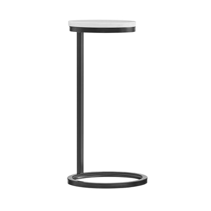Cerro - Round Accent Table - Antique Bronze / White Marble