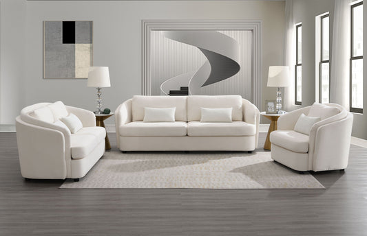 Mariko - 3 Piece Living Room Set Sofa Loveseat Chair - Beige