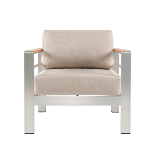 Cora - Outdoor Aluminum Club Chair - Silver / Beige