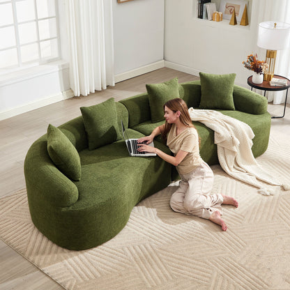 4 Seater Sofa With Chenille Fabric, 30D, 60 Hardness Full Sponge, 4 Pillow For Living Room, Home Furniture Sleeper Sectional Sofa For Apartment