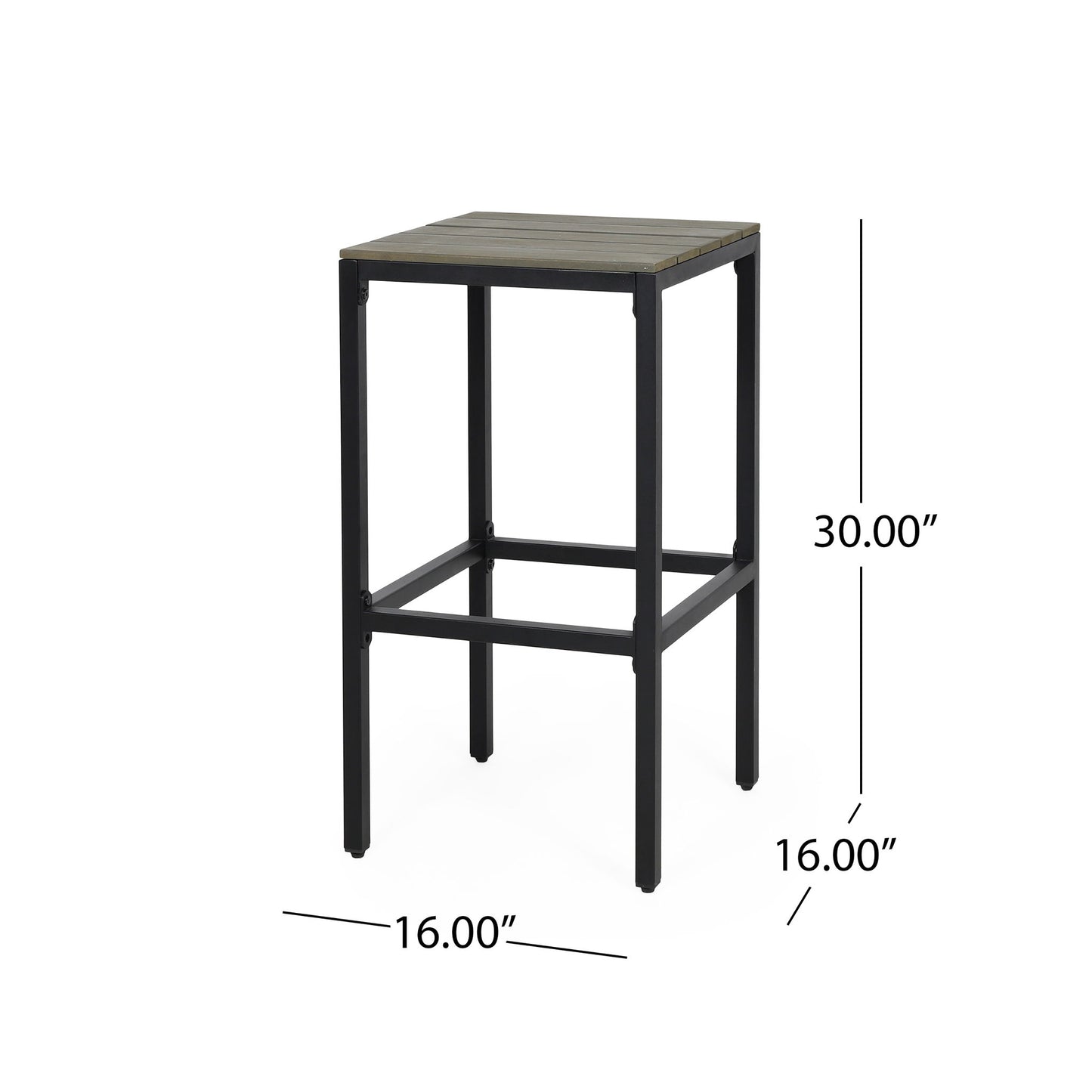 Outdoor Bar Stool With Slat Design And Metal Frame (Set of 2)