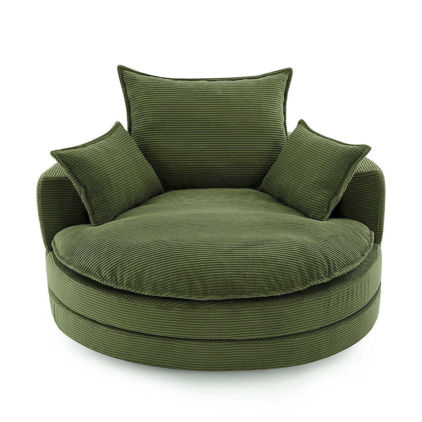 360° Swivel Accent Barrel Chair With Dual Layer Cushion And 3 Removable Pillows