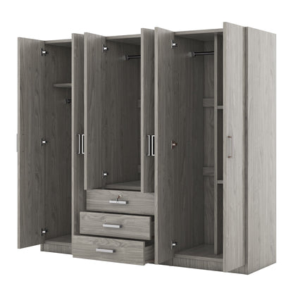 6 Doors Wardrobe Storage For Bedroom, With Big Drawers
