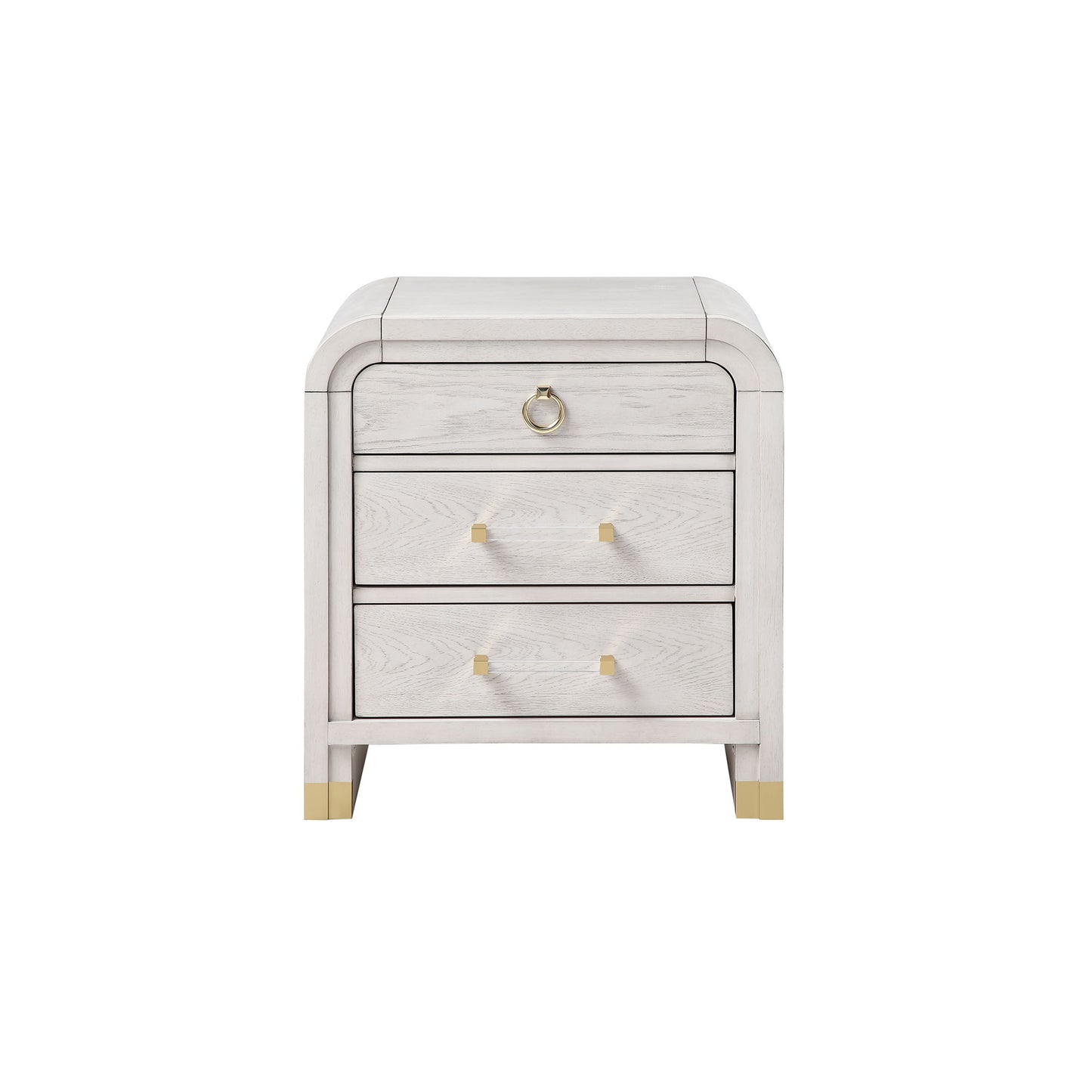 Malco - Nightstand With Spacious Drawer And Gold Metal Fluted Detailing - Black White