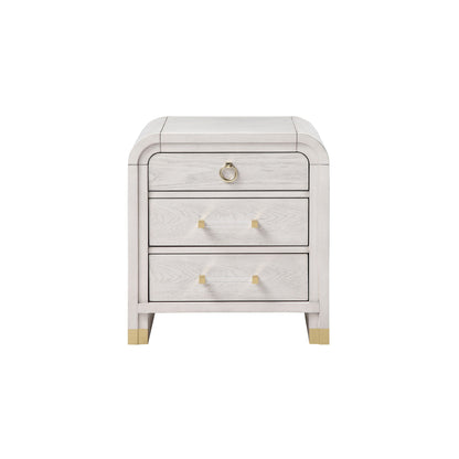 Malco - Nightstand With Spacious Drawer And Gold Metal Fluted Detailing - Black White