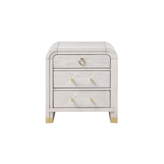 Malco - Nightstand With Spacious Drawer And Gold Metal Fluted Detailing - Black White
