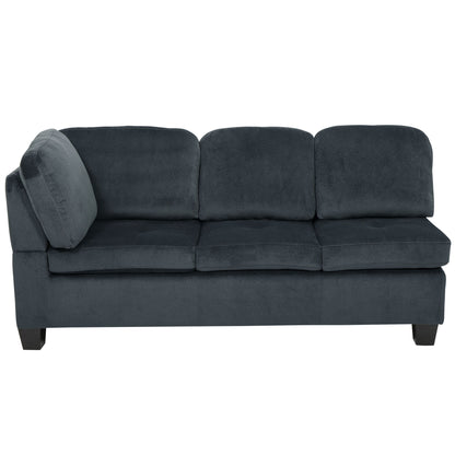 Modern L Shaped Fabric Sectional Sofa With Tufted Detail - Charcoal