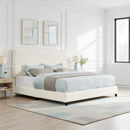 Boucle Upholstered Platform Bed