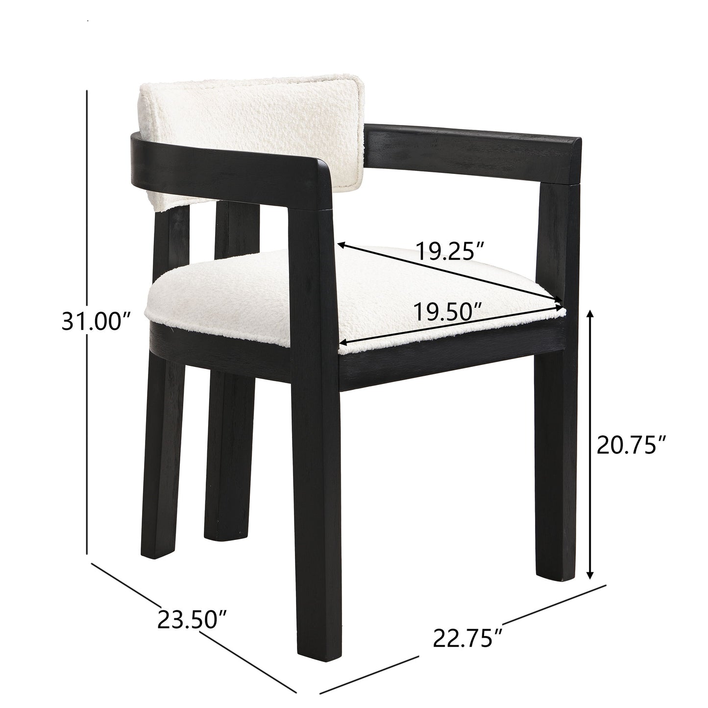 Modern Boucle Fabric Dining Chair With Armrest