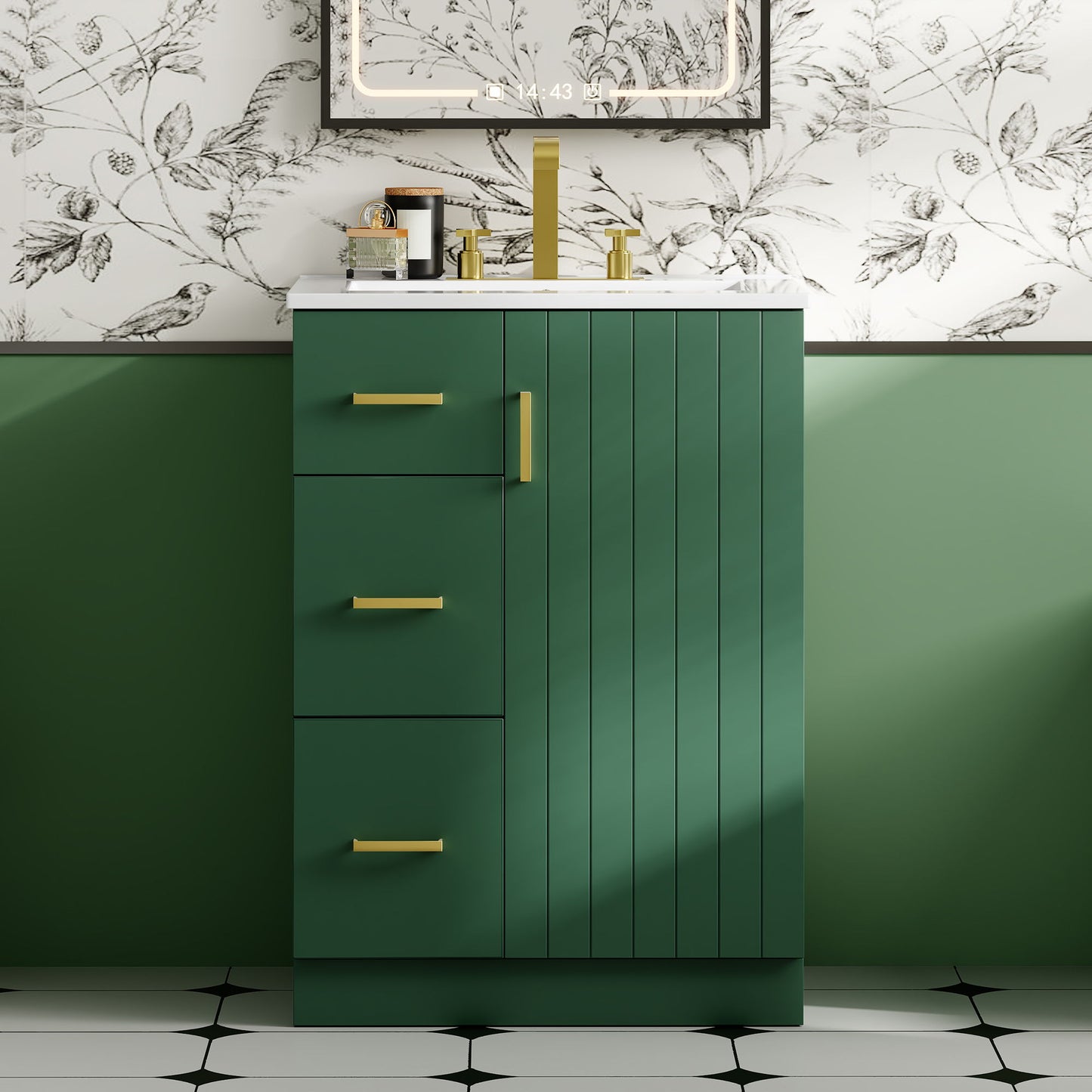 Bathroom Vanity With Under Mount Sink, 2 Drawers And Soft Closing Door