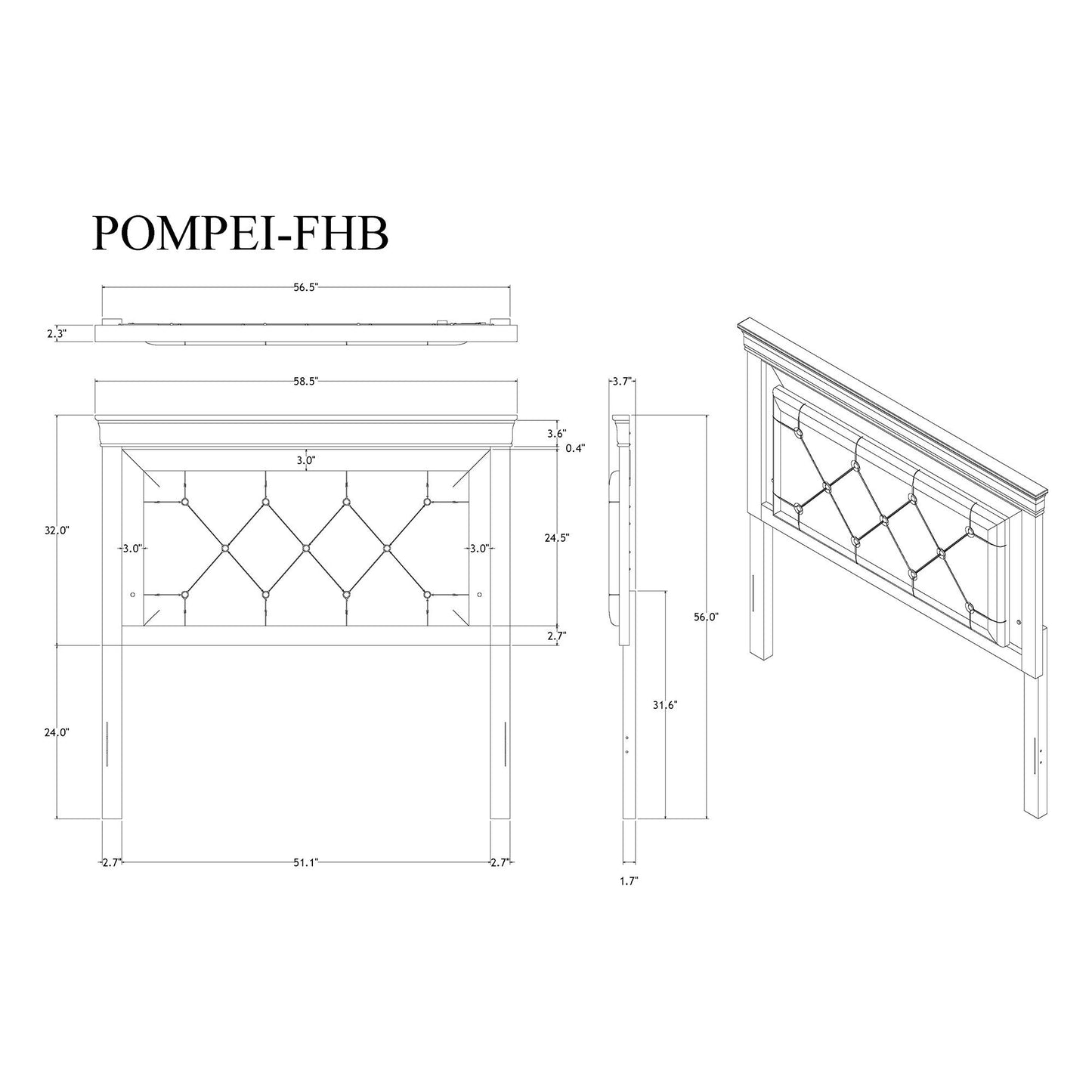 Shaker - 5 Pieces Bedroom Set With Crystal Inspired Tufted Headboard And LED Lighting