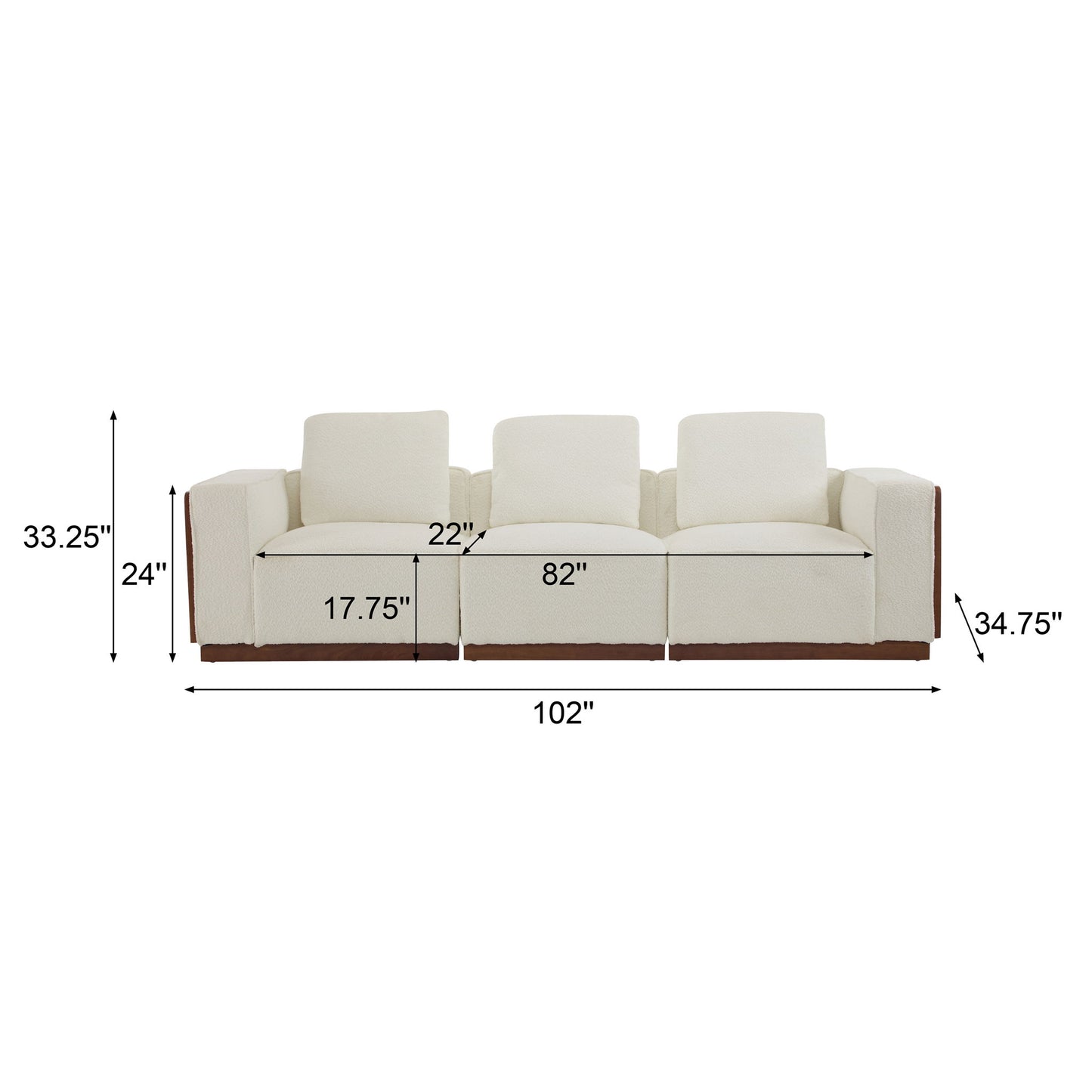 Chita - Sectional Sofa 3 Seater With Light Strip - Beige