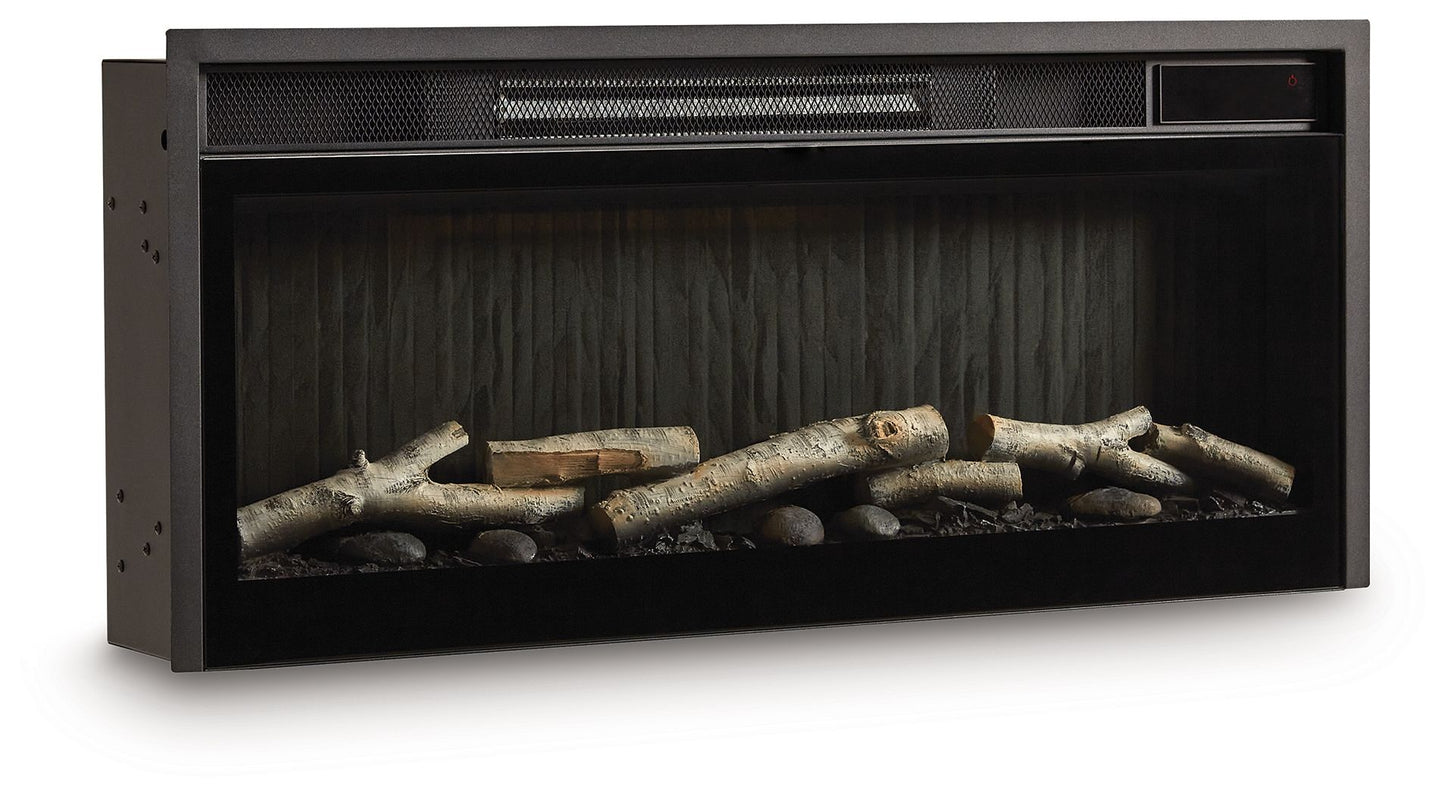 Entertainment Accessories - Fireplace Insert With Faux Birch Log Set - Black
