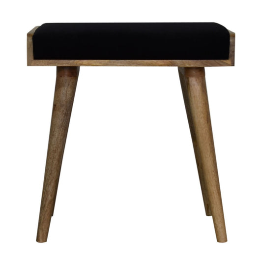 Velvet Tray Style Footstool - Black