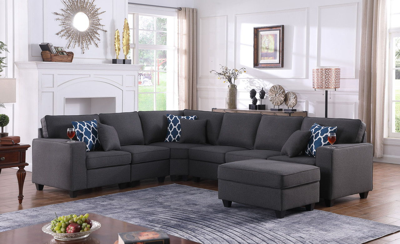 Cooper - Comfort Sectional Sofa With Ottomans And Cupholder