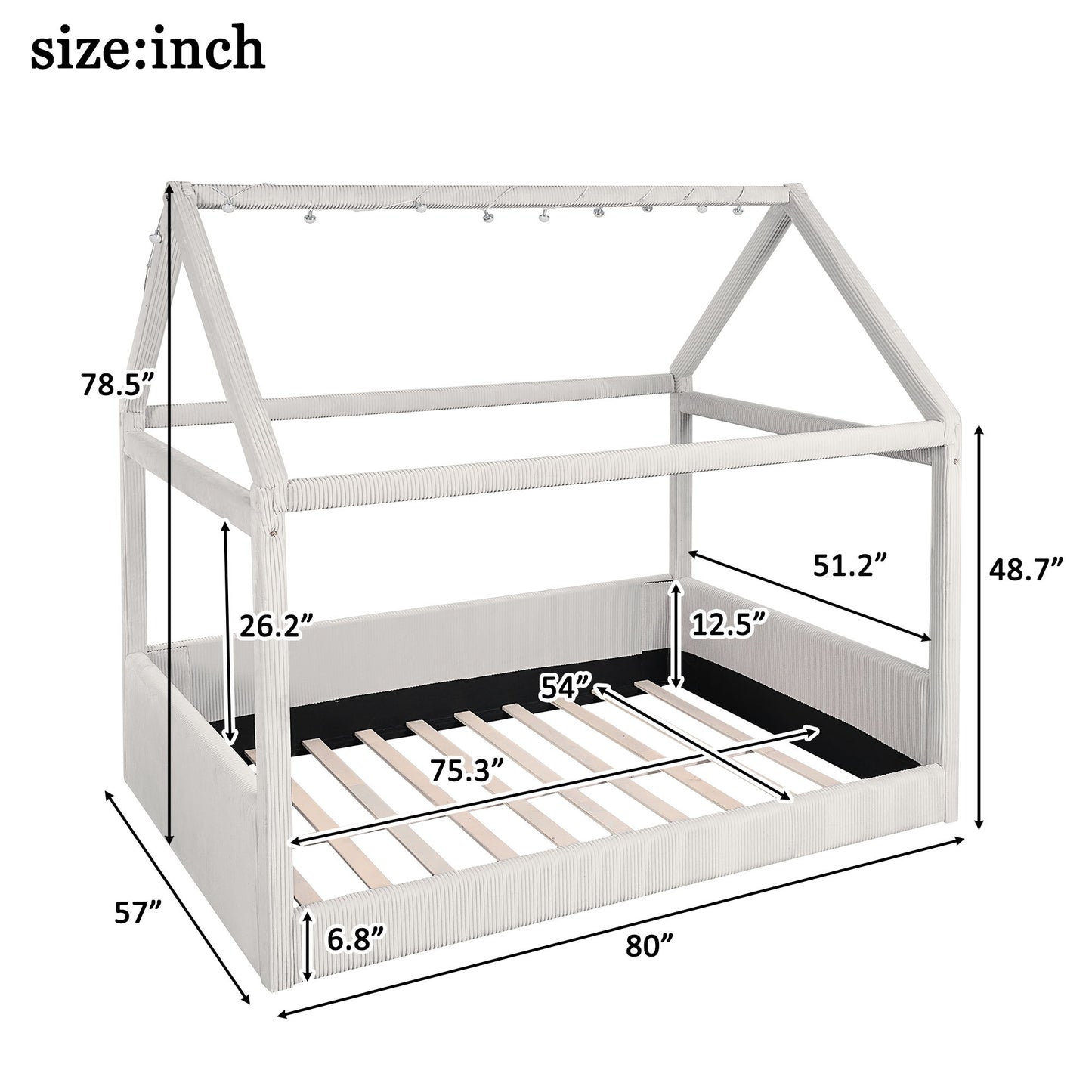 Upholstered House Style Daybed With LED Light Strips