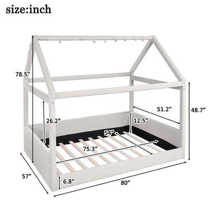Upholstered House Style Daybed With LED Light Strips